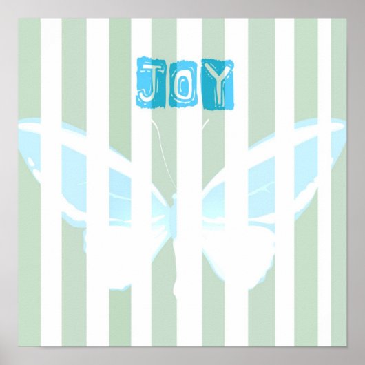 Green Stripes Joy Papillon Poster (Devant)