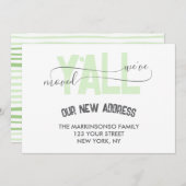 Green Stripes We Moved Y'all Moving Announcement Kaart (Voorkant / Achterkant)