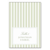 Green Stripes Wedding Place Cards Kaart (Voorkant)
