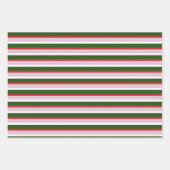 Green Stripes Wrapping Paper Flat Sheet Set van 3 (Voorkant 2)