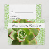 Green Succulent Damask rsvp met envelop Kaartje (Voorkant / Achterkant)