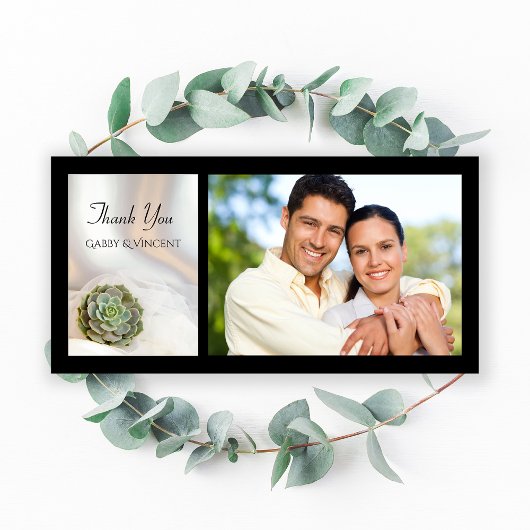 Green Succulent op White Wedding Foto Bedankkaart