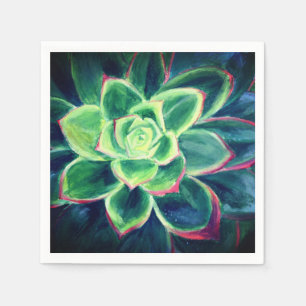 Green Succulent Plant Art Paper Napkins Servet