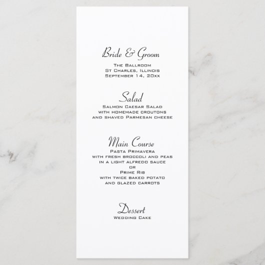 Green Succulent sur le menu Mariage blanc (Devant)