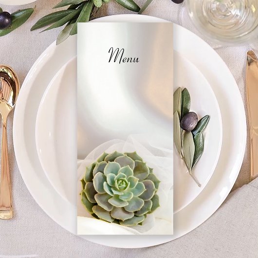Green Succulent sur le menu Mariage blanc