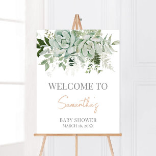 Green Succulents Baby shower Welkom Poster