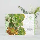 Green Succulents Damask Wedding Invitation Kaart (Staand voorkant)