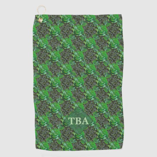 Green Succulents Lattice Pattern Golf Towel Golfhanddoek (Voorkant)