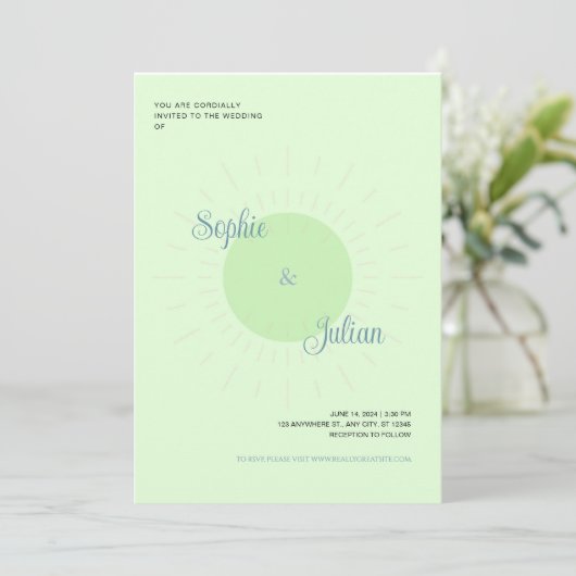 Green Sunburst Wedding Invitations (Debout devant)