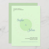 Green Sunburst Wedding Invitations Kaart (Voorkant / Achterkant)