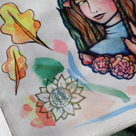 Green Sunflower Pentagram Druid Pagan Rubberstempel