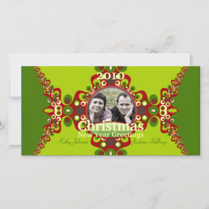 Green Super Christmas Holiday Photocard modèle