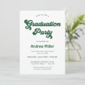 Green Super Retro Graduation Party Invitation (Debout devant)