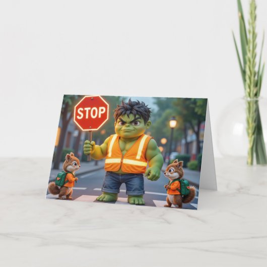 Green Superhero Happy School Year Kaart (Voorkant)