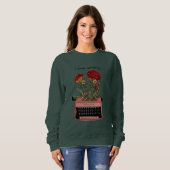 Green Sweatshirt with Typewriter Floral Print  (Devant entier)