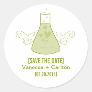 Green Sweet Chemistry Save the Date Stickers