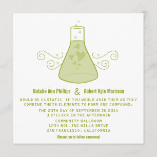 Green Sweet Chimie Mariage Invitation