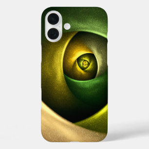 Green Swirl Floral Modern Abstract Kunstpatroon #2 iPhone 16 Plus Hoesje