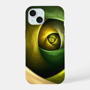 Green Swirl Floral Modern Abstract Kunstpatroon #2 iPhone 15 Hoesje