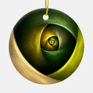 Green Swirl Floral Modern Abstract Kunstpatroon #2 Keramisch Ornament