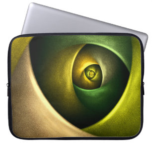 Green Swirl Floral Modern Abstract Kunstpatroon #2 Laptop Sleeve