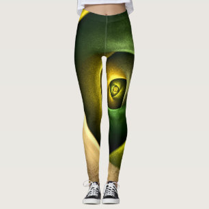 Green Swirl Floral Modern Abstract Kunstpatroon #2 Leggings