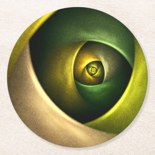 Green Swirl Floral Modern Abstract Kunstpatroon #2 Ronde Kartonnen Onderzetter