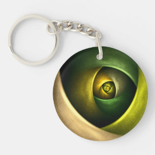 Green Swirl Floral Modern Abstract Kunstpatroon #2 Sleutelhanger