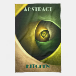 Green Swirl Floral Modern Abstract Kunstpatroon #2 Theedoek