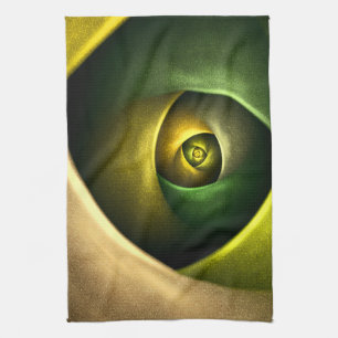 Green Swirl Floral Modern Abstract Kunstpatroon #2 Theedoek