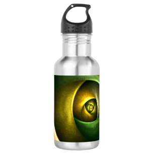 Green Swirl Floral Modern Abstract Kunstpatroon #2 Waterfles