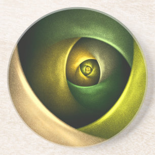 Green Swirl Floral Modern Abstract Kunstpatroon #2 Zandsteen Onderzetter
