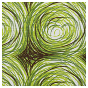Green Swirl Floral Red Poppy Textile Print Stof