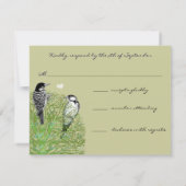 Green Swirl Love RSVP avec oiseaux Vintages (Dos)