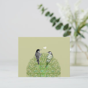 Green Swirl Love RSVP avec oiseaux Vintages
