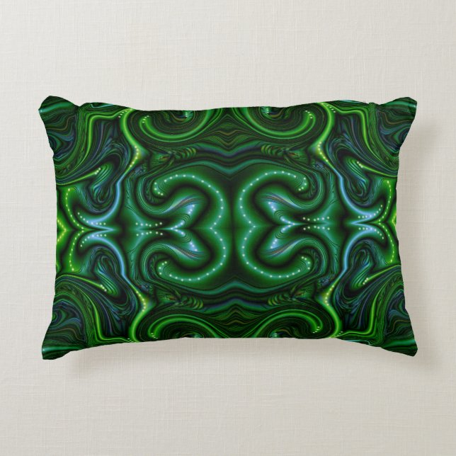 Green Swirly Spotted Abstract Fine Art Accent Kussen (Voorkant)