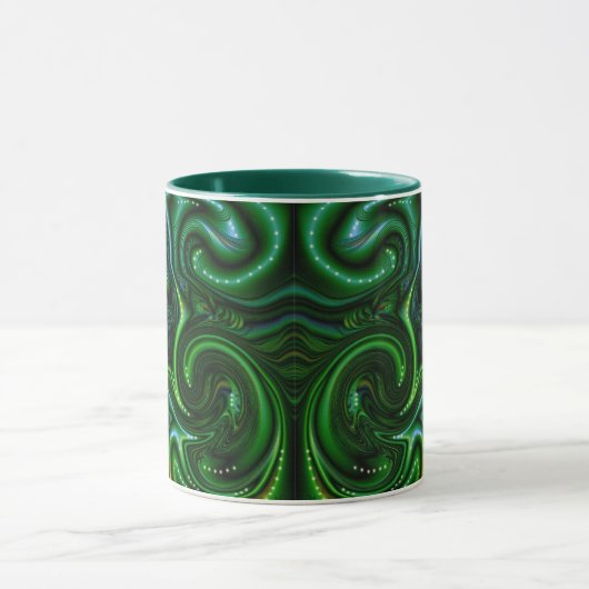 Green Swirly Spotted Abstract Fine Art Mok (Midden)