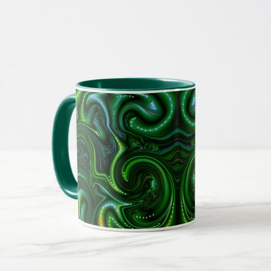 Green Swirly Spotted Abstract Fine Art Mok (Voorkant links)