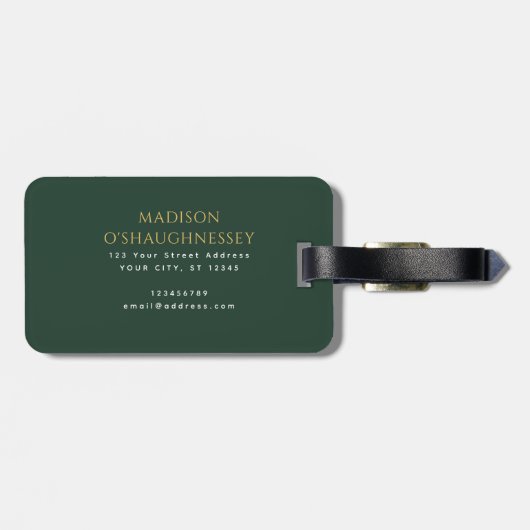 Green Sword Shield middeleeuwse fantasie monogram Bagagelabel (Achterkant horizontaal)