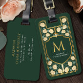 Green Sword Shield middeleeuwse fantasie monogram Bagagelabel