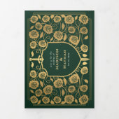 Green Sword Shield Middeleeuwse Fantasy Royal Wedd Drieluik Uitnodiging (Cover)