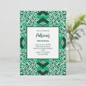 Green Symmetric Pattern Birthday Invitation (Debout devant)