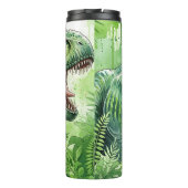 Green T-Rex Jungle Watercolor Roar Thermosbeker (Achterkant)