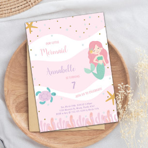 Green Tail Mermaid Birthday-uitnodigingen Kaart