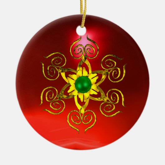 GREEN TALISMAN, RED RUBY KERAMISCH ORNAMENT (Voorkant)