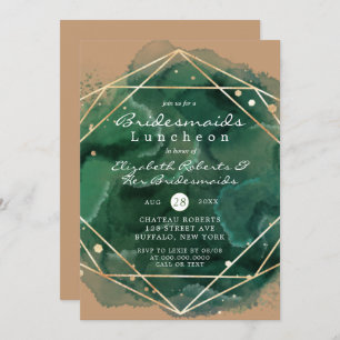 Green Tan Gold Paint Bridesmaids Luncheon Invites
