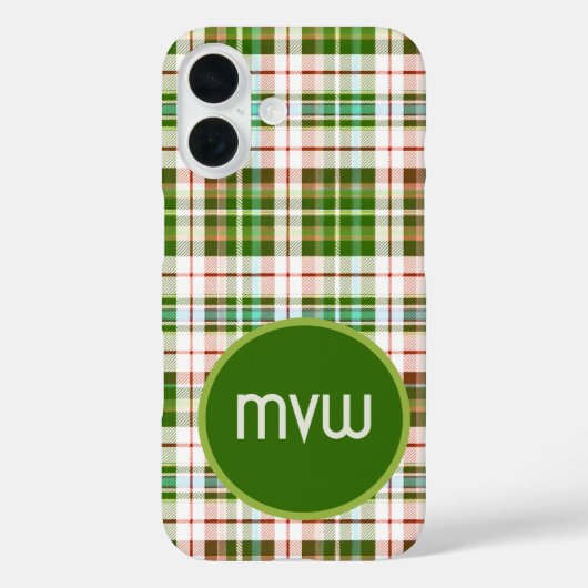 Green Tan Tartan Plaid Custom iPhone Hoesje (Achterkant)