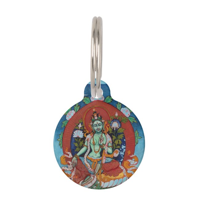 Green Tara Goddess van compassion Buddhist Huisdierpenning (Voorkant)