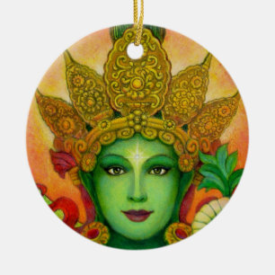 "Green Tara's Face"-kerstornament Keramisch Ornament