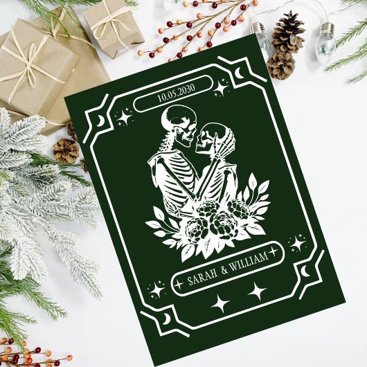 green tarot Goth save the date wedding Invitation